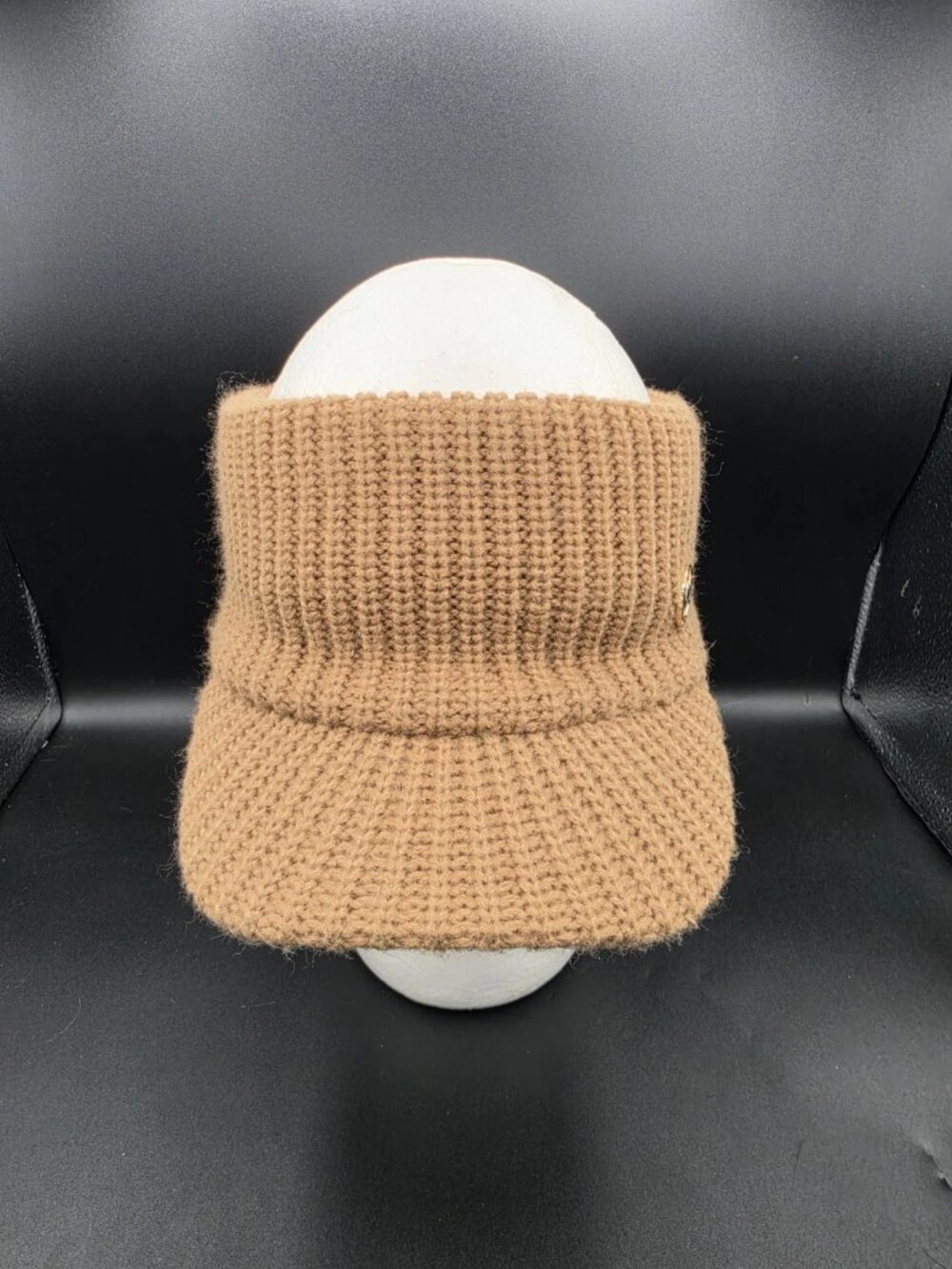 Michael Kors Brown Cable Knit Visor Open Top With Logo EUC